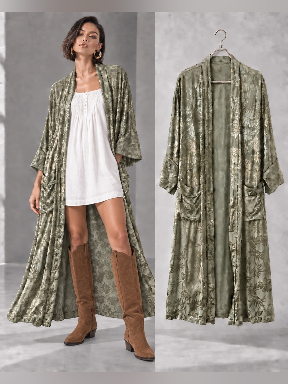 NWT Xirena Kensi Jacket Robe Sage Palm Kimono XS oversized